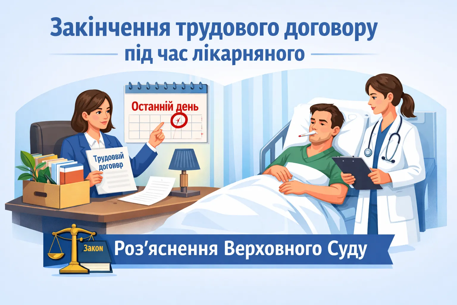 Закінчився строк трудового договору, а працівник на лікарняному: Верховний Суд пояснив, що робити