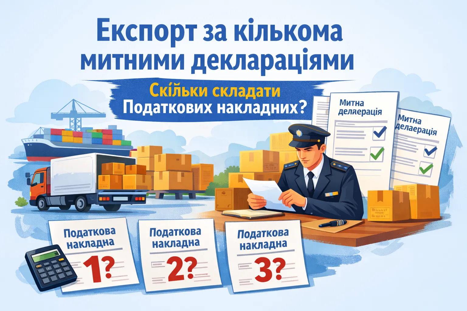 Експорт товарів за кількома митними деклараціями: скільки податкових накладних складати
