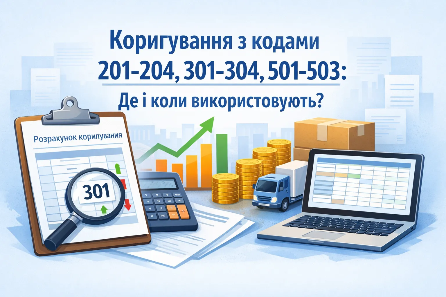 Розрахунки коригування з кодами «201 — 204», «301 — 304», «501 — 503»: де і коли використовують