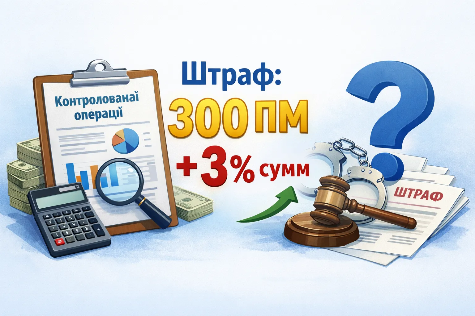 Контрольовані операції без звіту: штраф 300 ПМ + 3 % суми – чи є межа?