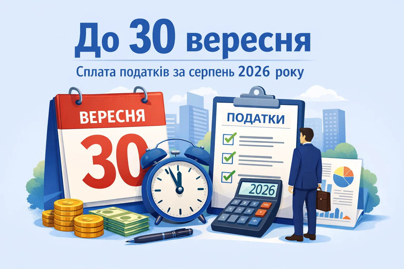 30 вересня — граничний строк сплати податків за серпень 2026 року