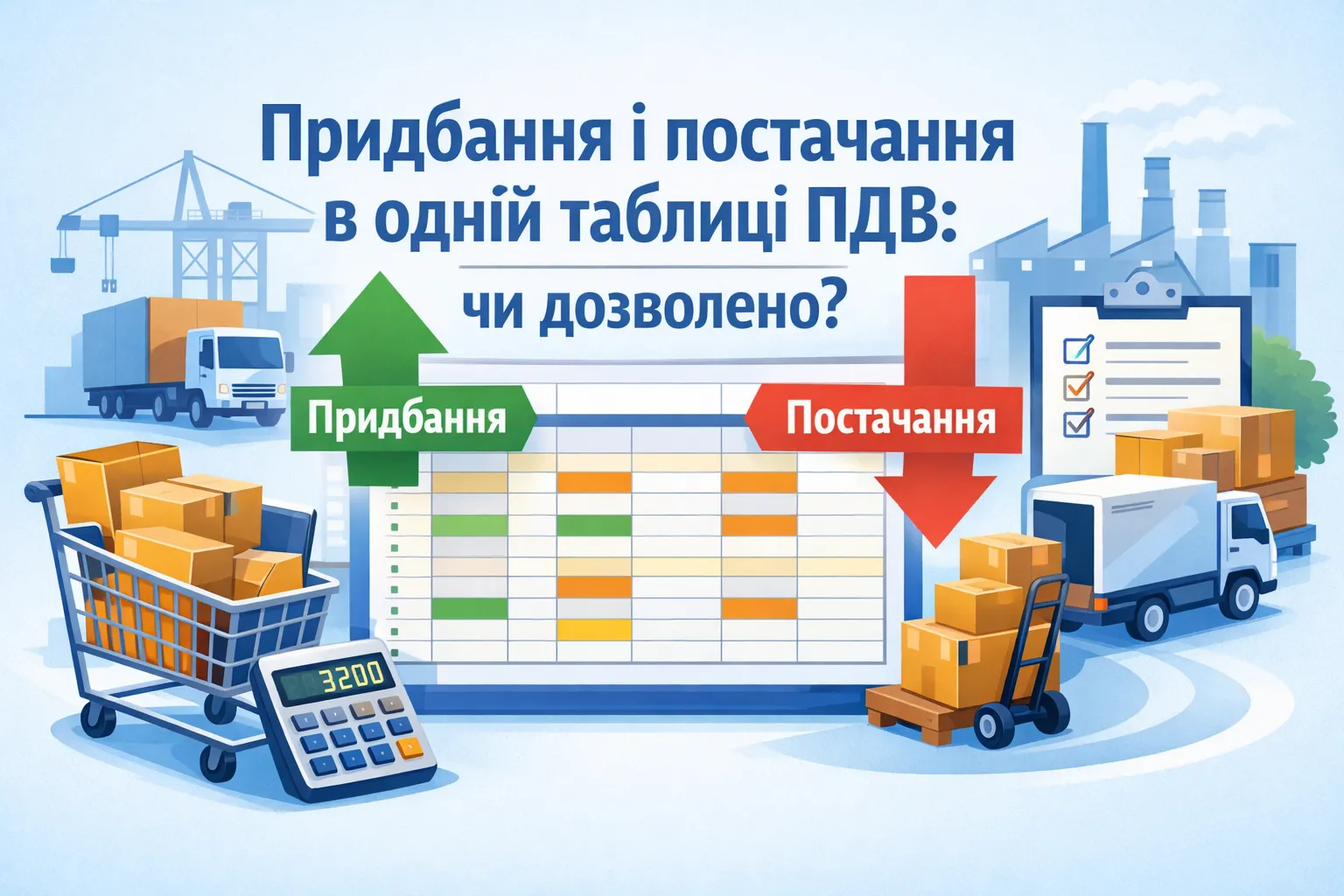 Придбання і постачання в одному рядку Таблиці даних ПДВ: чи дозволено