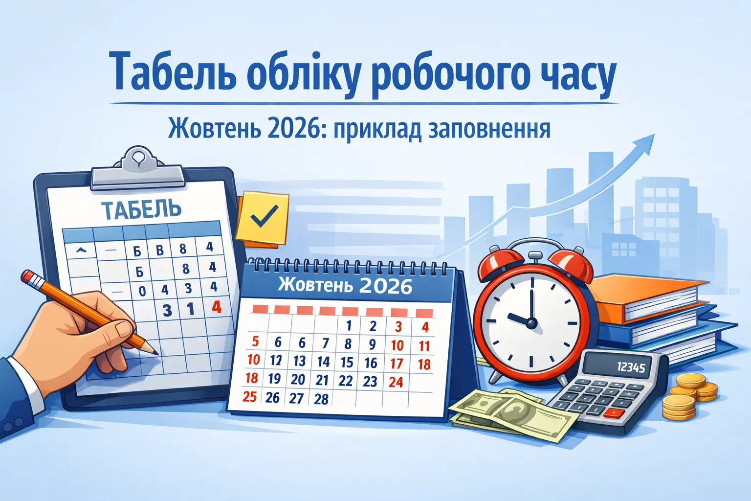 Табель обліку робочого часу на жовтень 2026 року: приклад заповнення