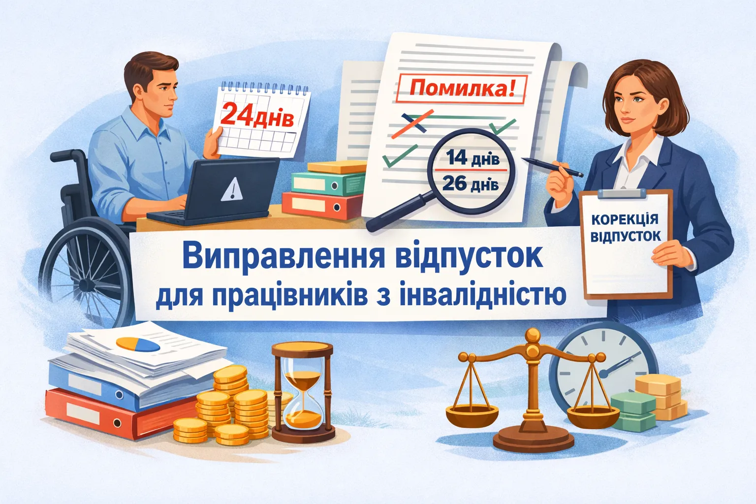 Працівнику з інвалідністю III групи надавали лише 24 дні відпустки: як виправити помилку за минулі роки