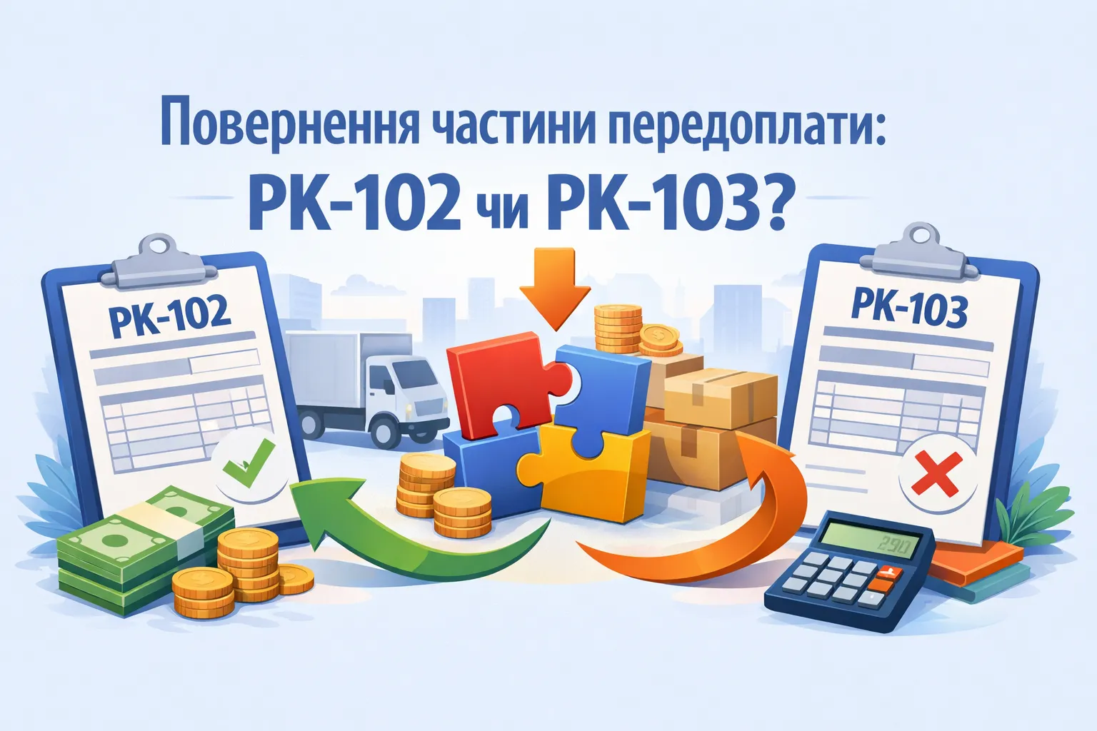 Повернення частини передоплати: РК-102 чи РК-103?