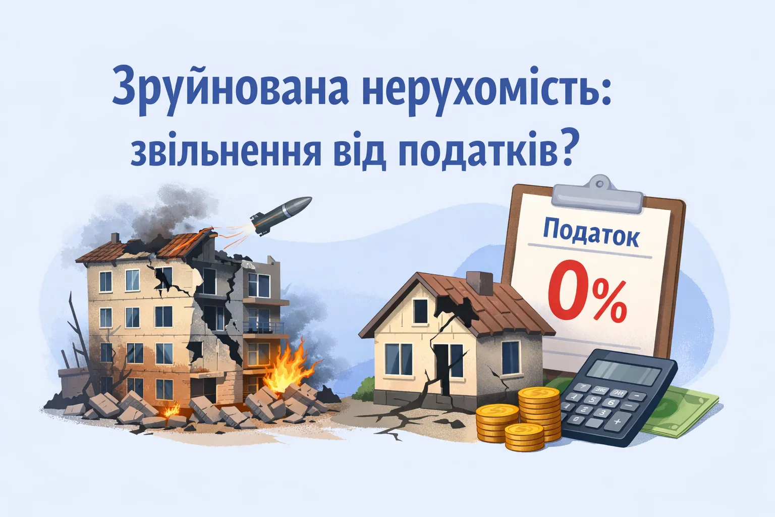 Нерухомість пошкоджена війною: коли можна не платити податок?