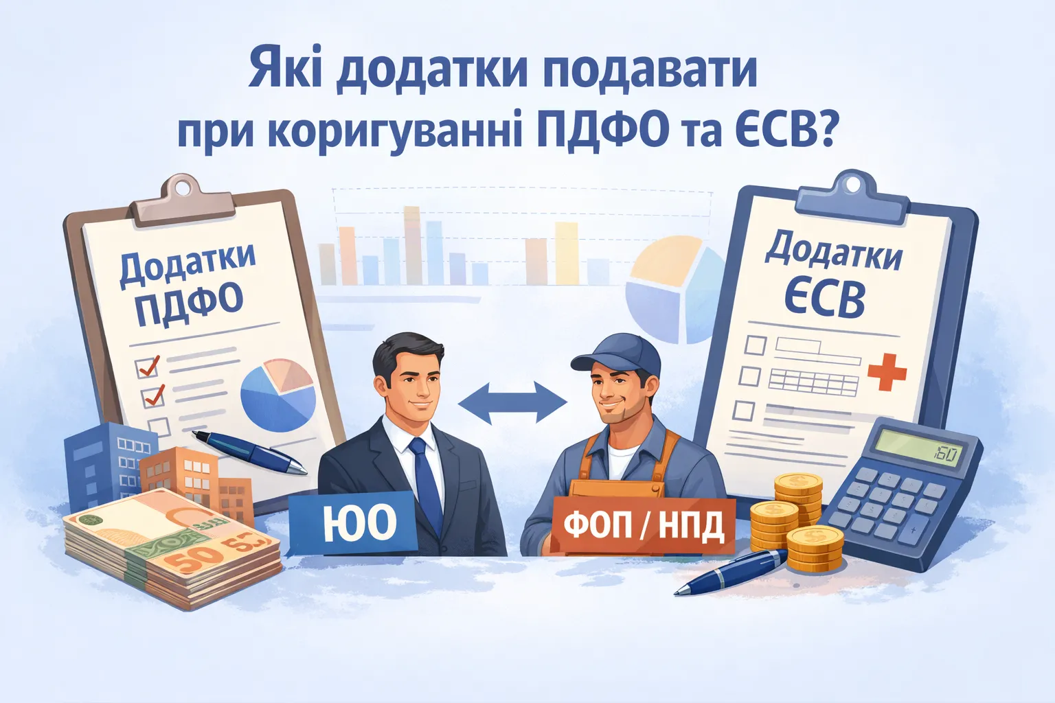 Розрахунок ЮО і ФОП/НПД: які додатки подавати при коригуванні ПДФО та ЄСВ?