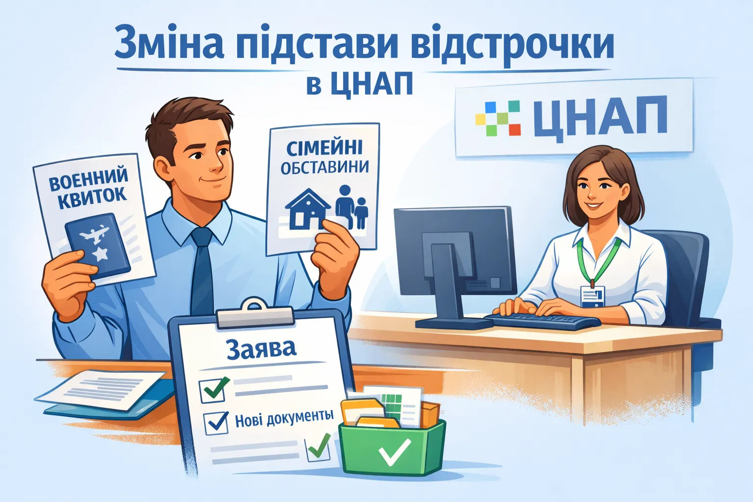 Працівник змінює підставу відстрочки через ЦНАП