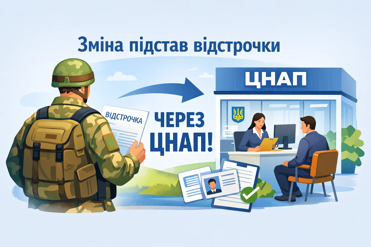 Змінити підставу чинної відстрочки тепер можна через ЦНАП Змінити підставу чинної відстрочки тепер можна через ЦНАП