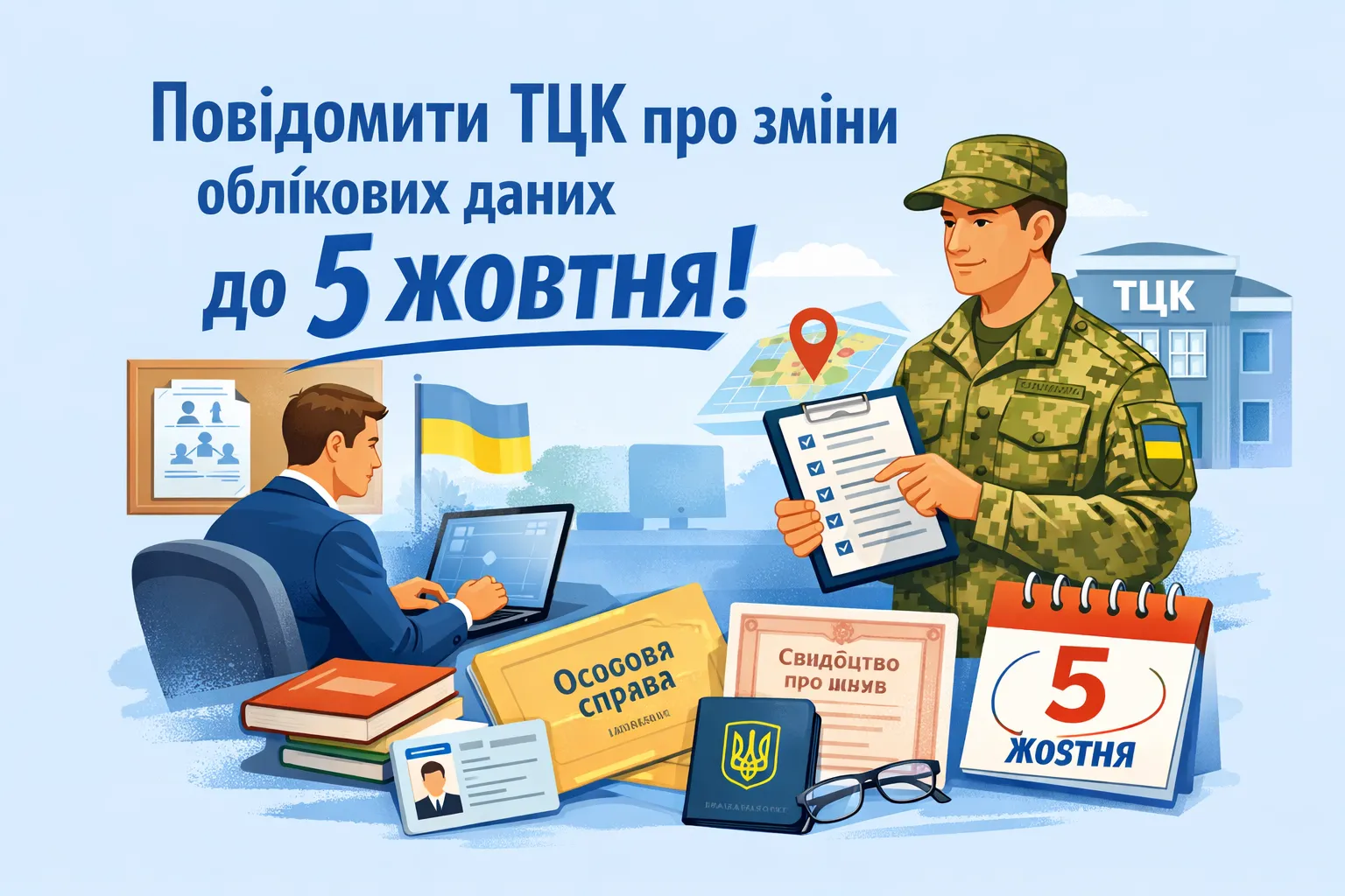 До 5 жовтня роботодавцям потрібно повідомити ТЦК про зміни облікових даних працівників До 5 жовтня роботодавцям потрібно повідомити ТЦК про зміни облікових даних працівників