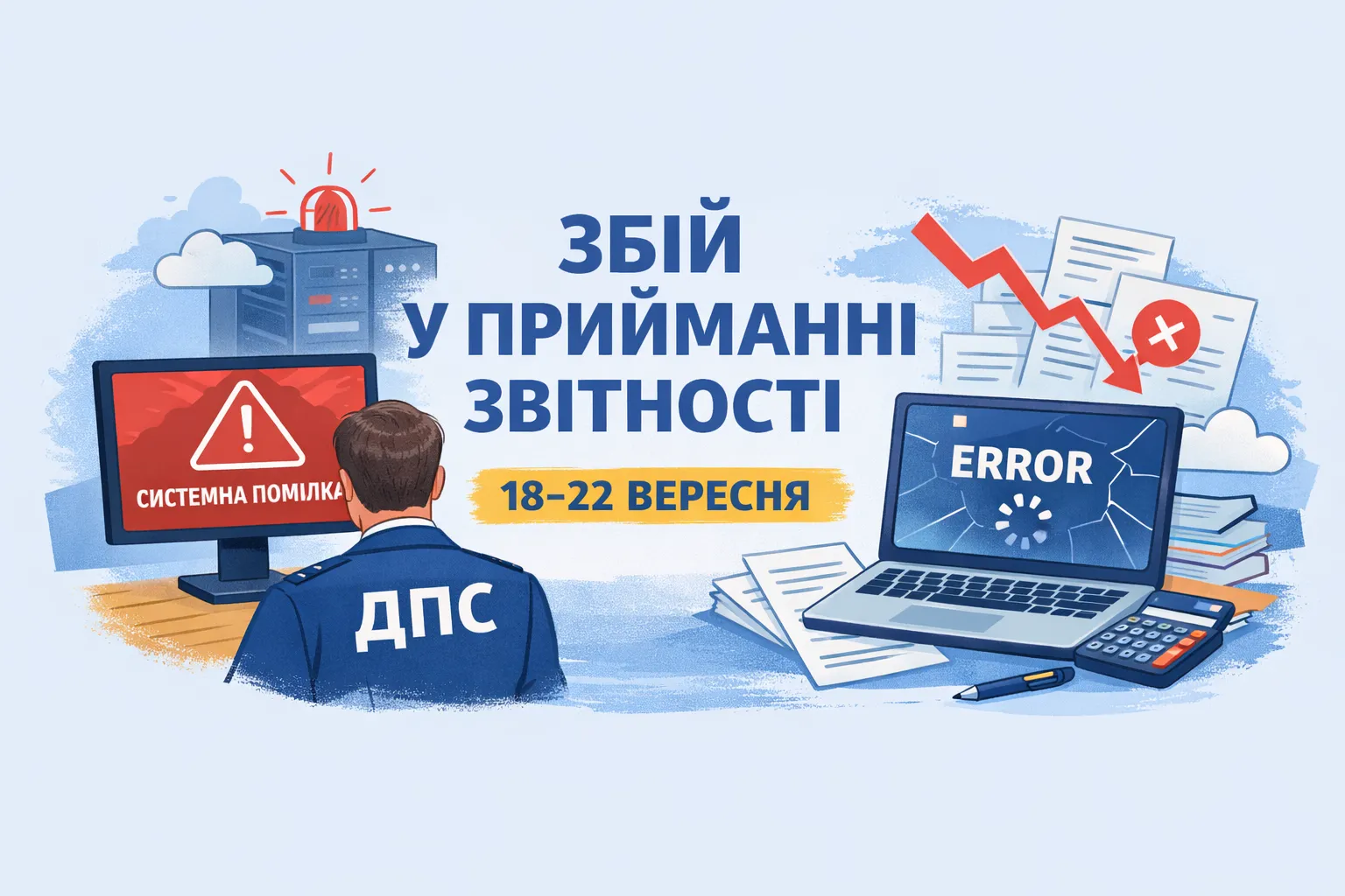 ДПС зафіксувала збій у прийманні звітності з 18 по 22 вересня ДПС зафіксувала збій у прийманні звітності з 18 по 22 вересня