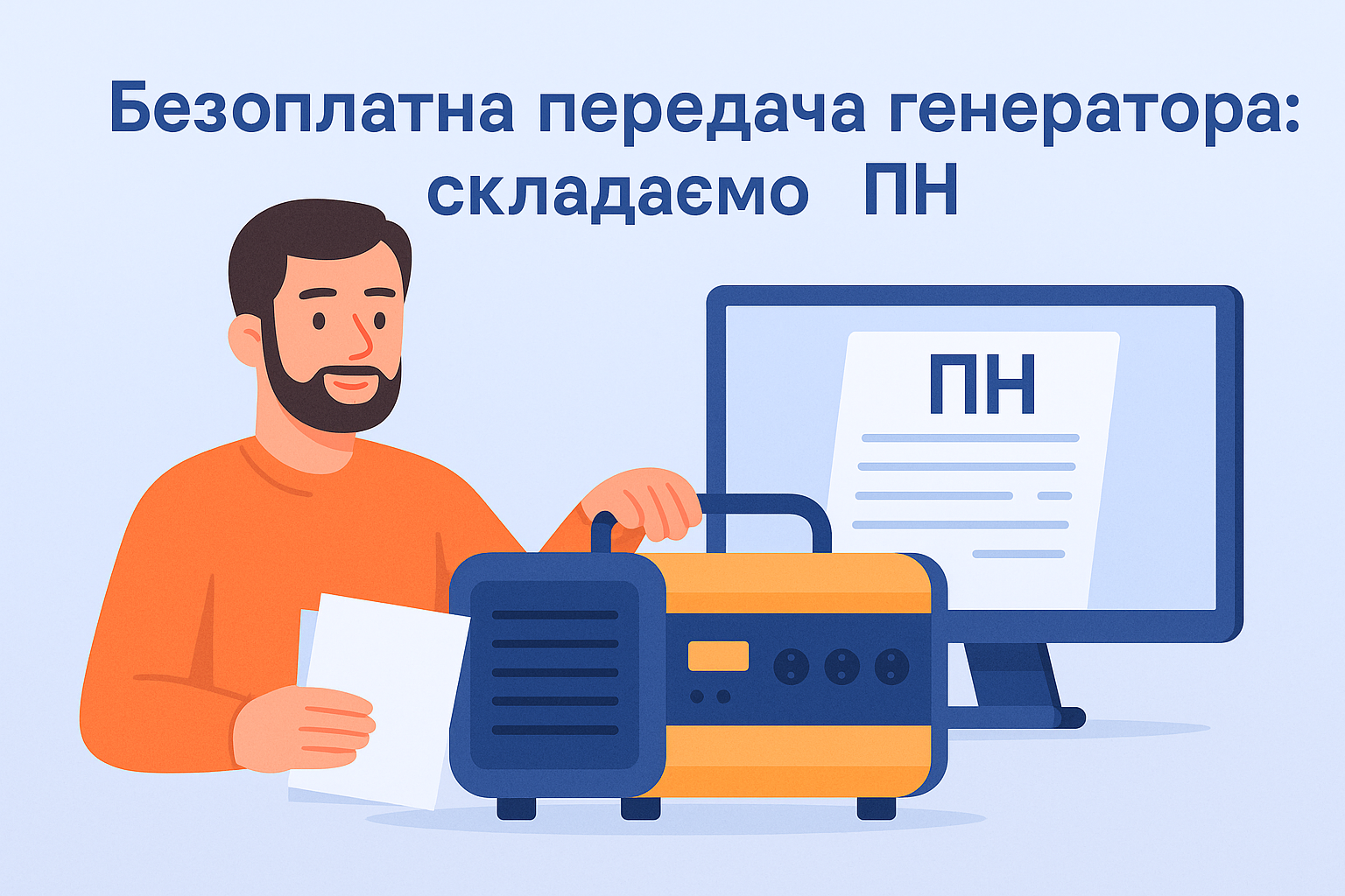 Как зарегистрировать налоговую накладную при безвозмездной передаче генератора