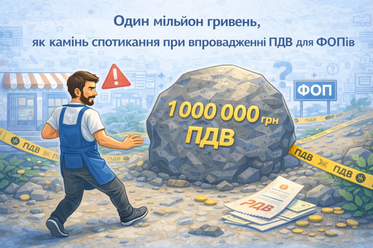 Один мільйон гривень, як камінь спотикання при впровадженні ПДВ для ФОПів
