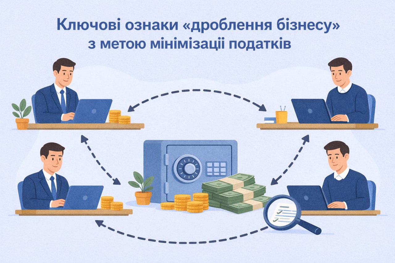 Ключові ознаки дроблення бізнесу з метою мінімізації податкових зобов’язань
