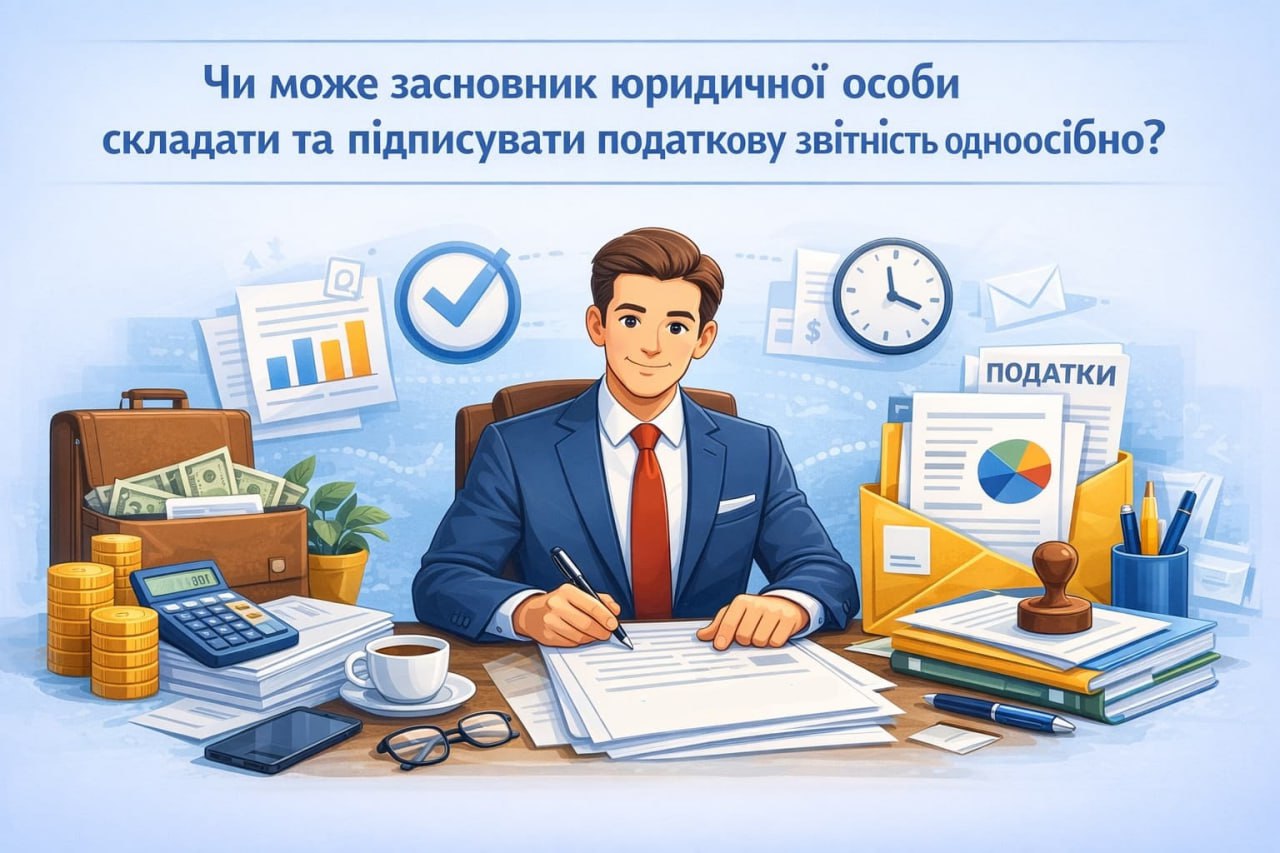 Чи може засновник юридичної особи складати та підписувати податкову звітність одноосібно та без зарплати?