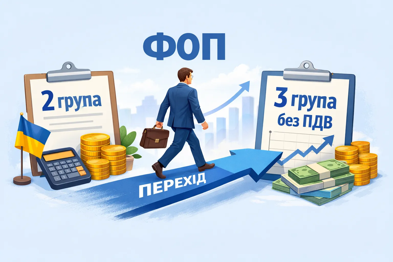 ФОП платник єдиного податку переходить на третю групу без ПДВ.