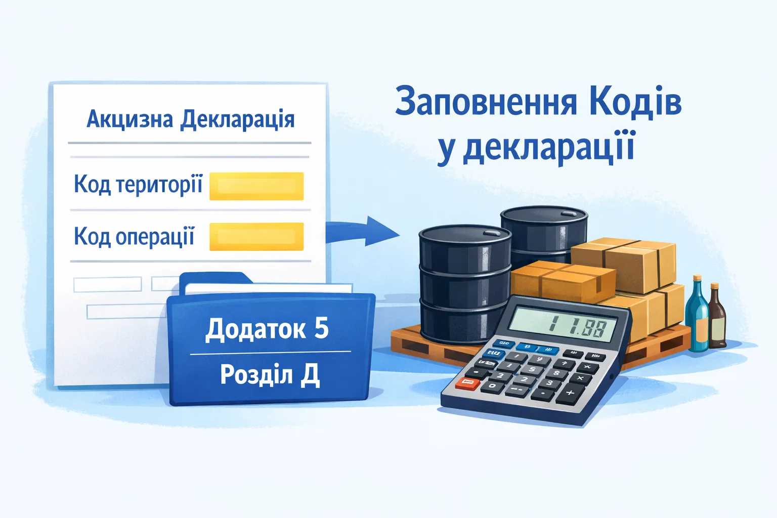 Заповнення додатку 5 та розділі Д акцизної декларації