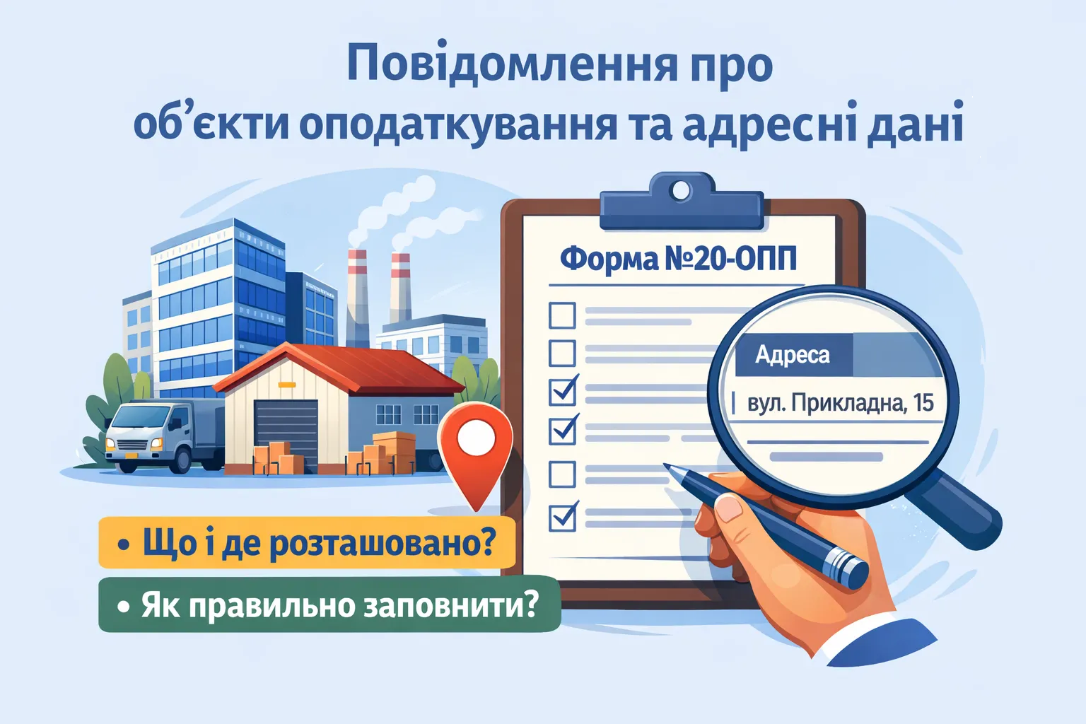 Форма №20-ОПП: як правильно повідомляти про об’єкти оподаткування та заповнювати адресні дані